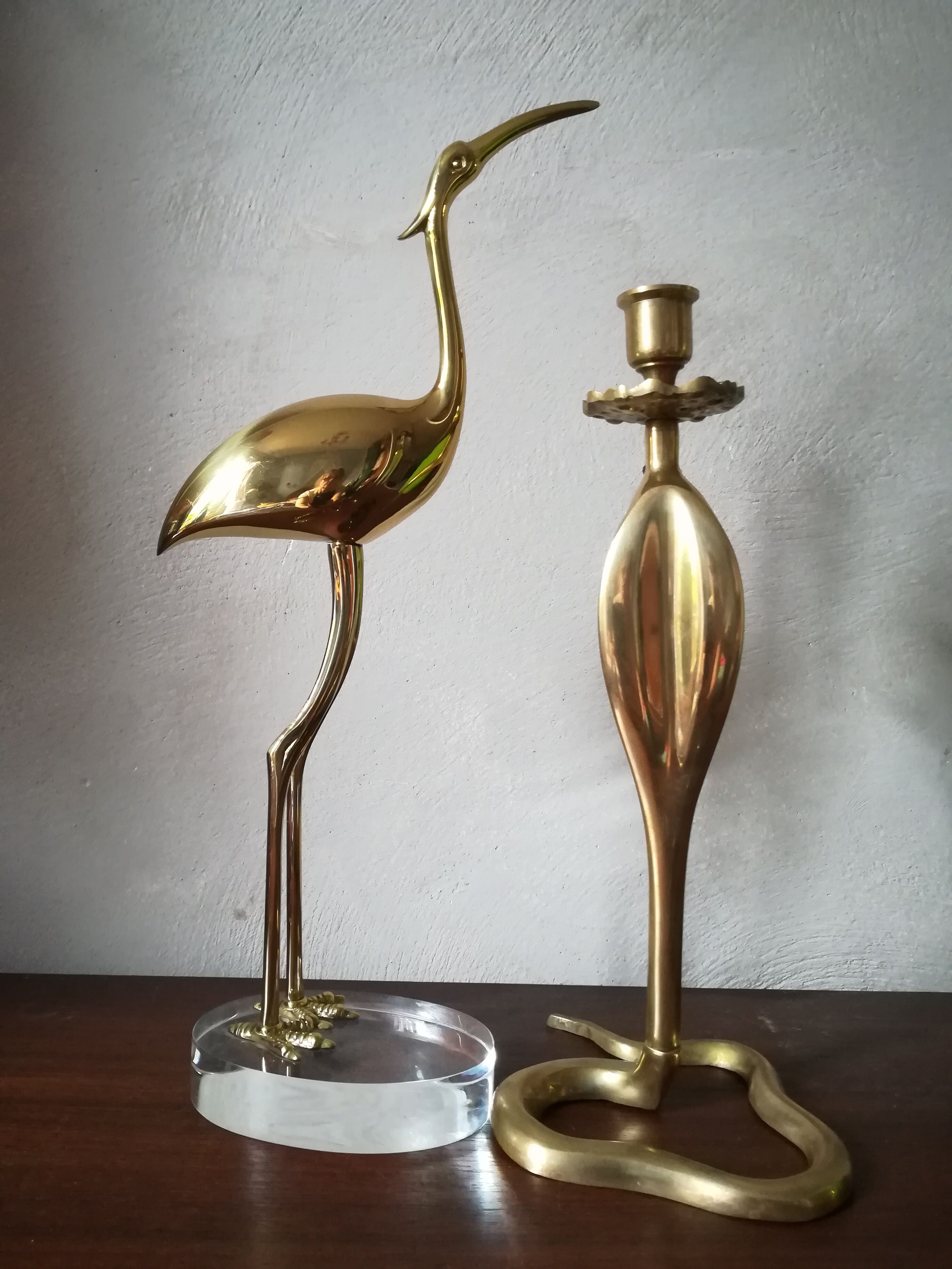 Heron or brass ibis on Plexiglas base