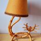 Lampe chat en rotin 1960