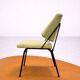 Chaise vintage années 50 en métal noir et tissu vert amande