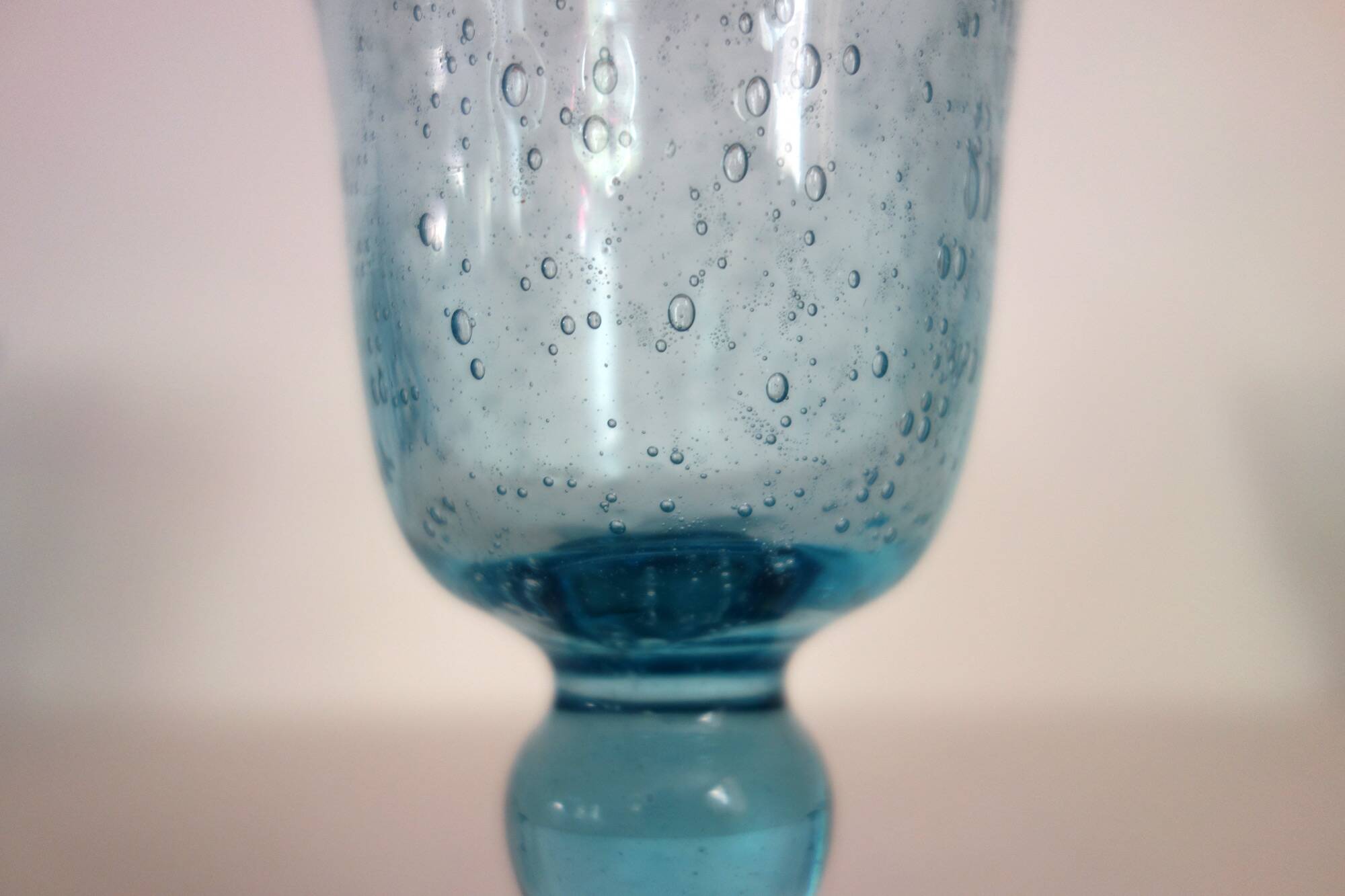 10 footed glasses from the biot glassworks in blown glass.
