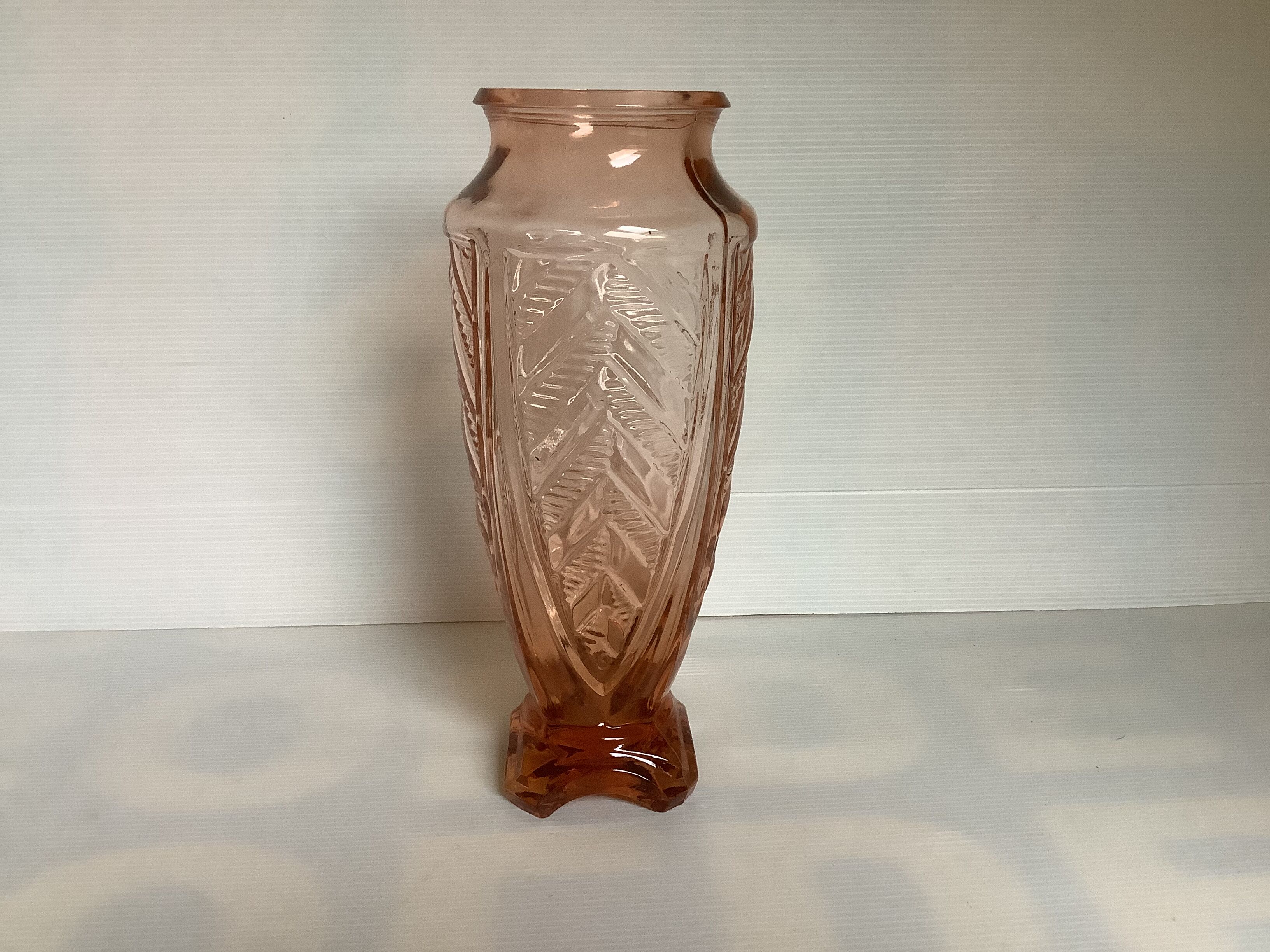 Art deco pink glass vase