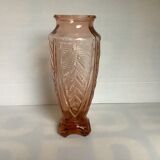 Art deco pink glass vase