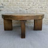 Brutalist coffee table in solid wood and stoneware tiles, circa 1960.