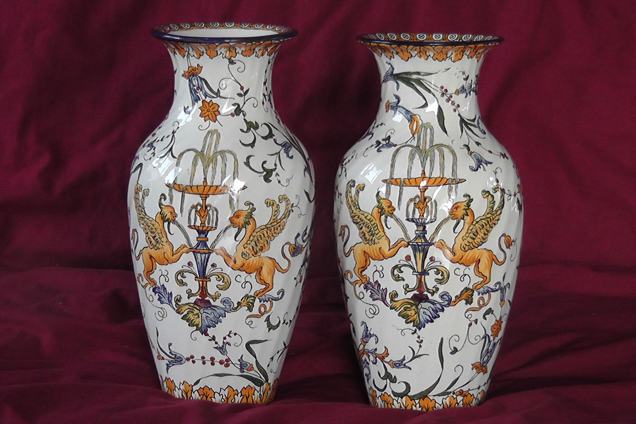 Two earthenware vases from Gien late nineteenth century