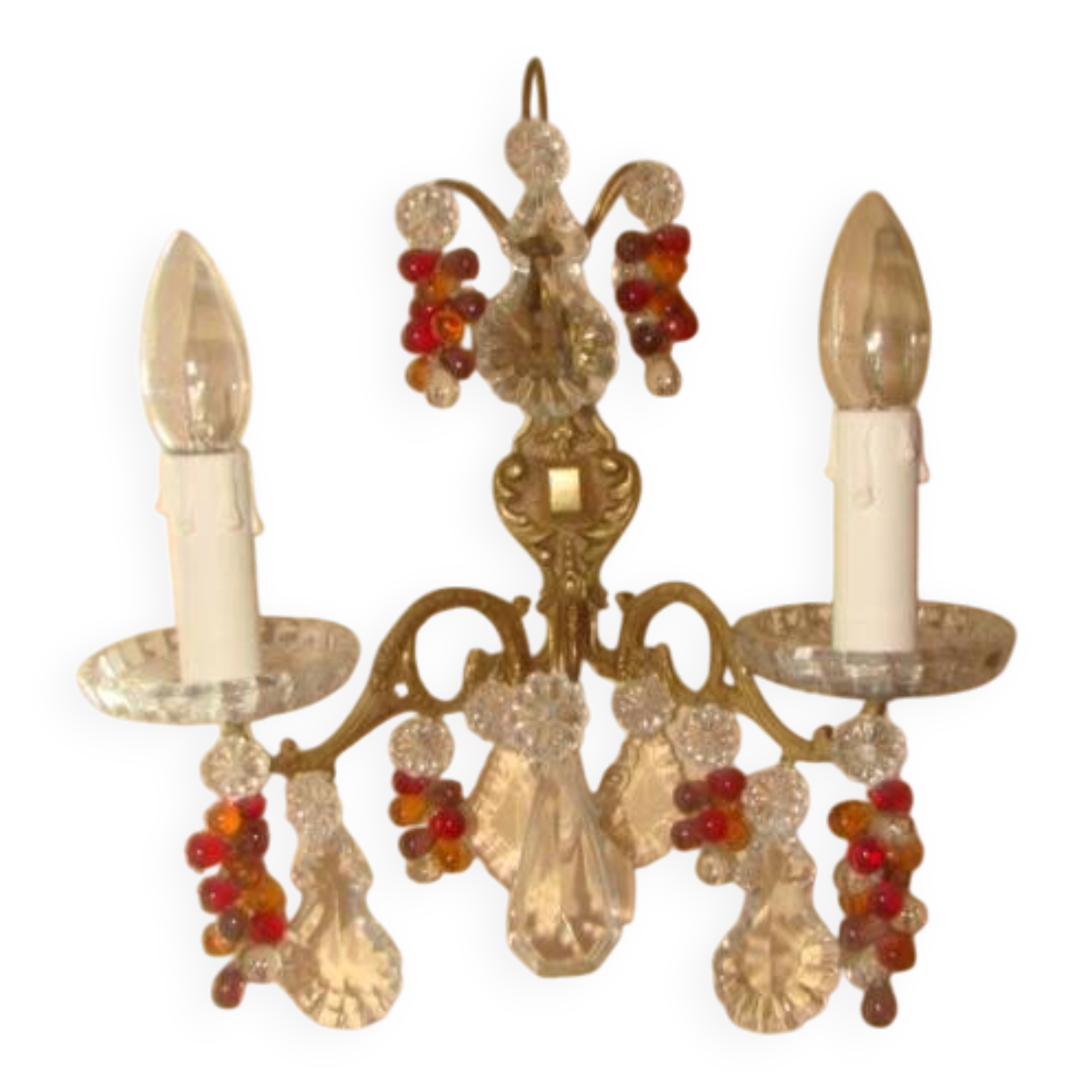 applique bronze et cristal à 2 bras de lumière