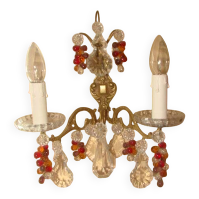 applique bronze et cristal à 2 bras de lumière