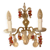 bronze and crystal wall light with 2 arms