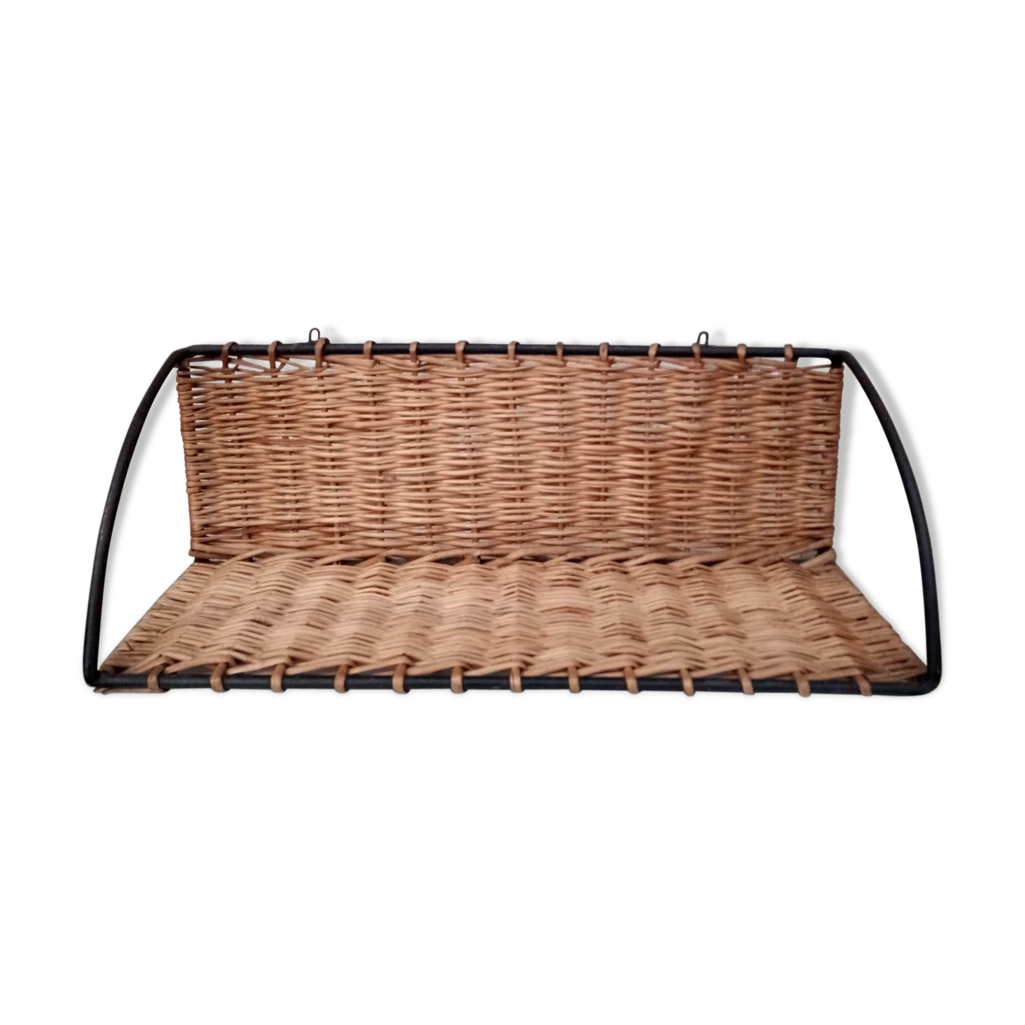 Rattan and steel shelf