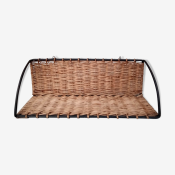 Rattan and steel shelf