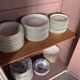Small Parisian Art Deco glass cabinet with white patina - a timeless classic.