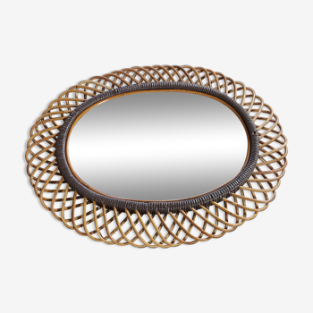 Very large rattan mirror