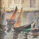 Painting painting 1935 Dunkirk Cottin marine port