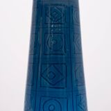 Turquoise Stoneware Table Lamp Teak base 1960s