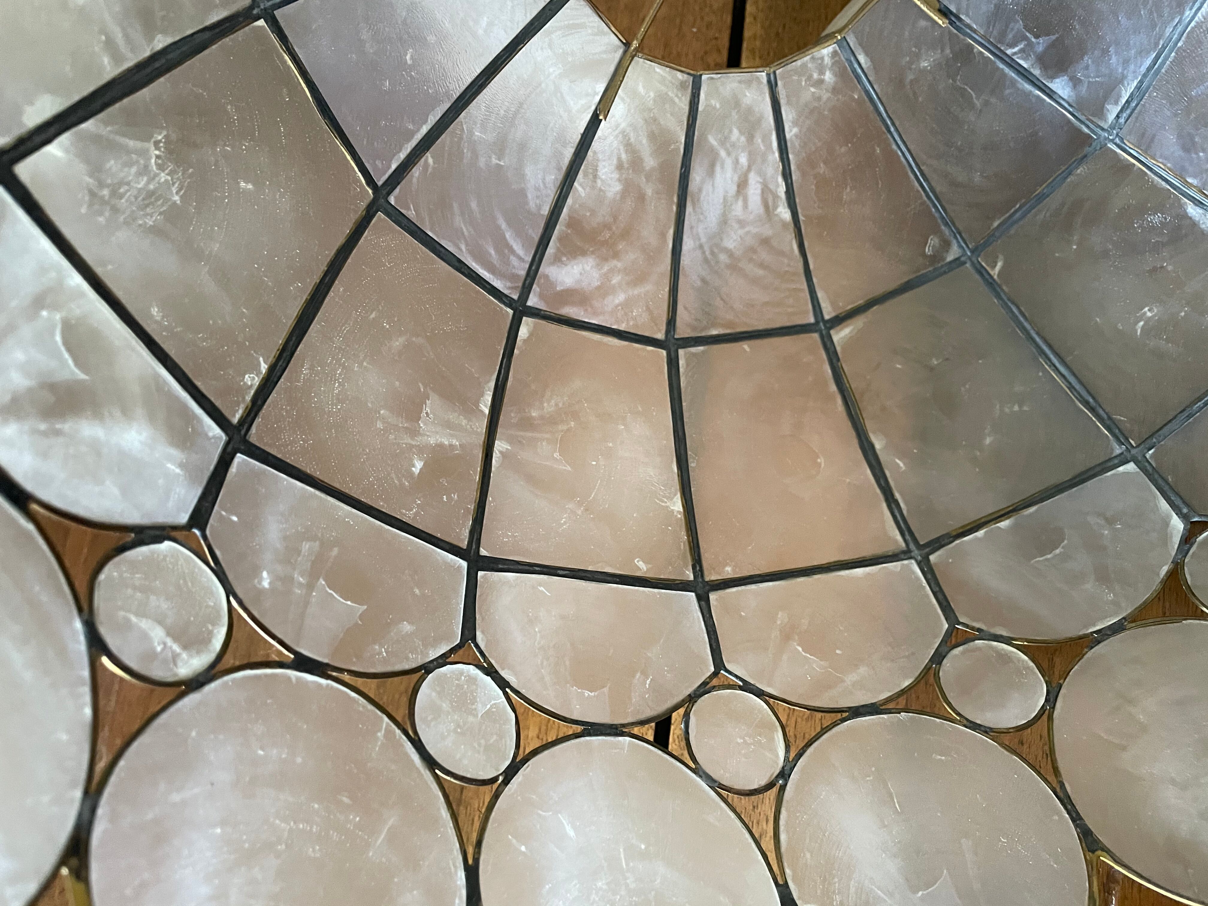 Mother-of-pearl and brass hanging lamp