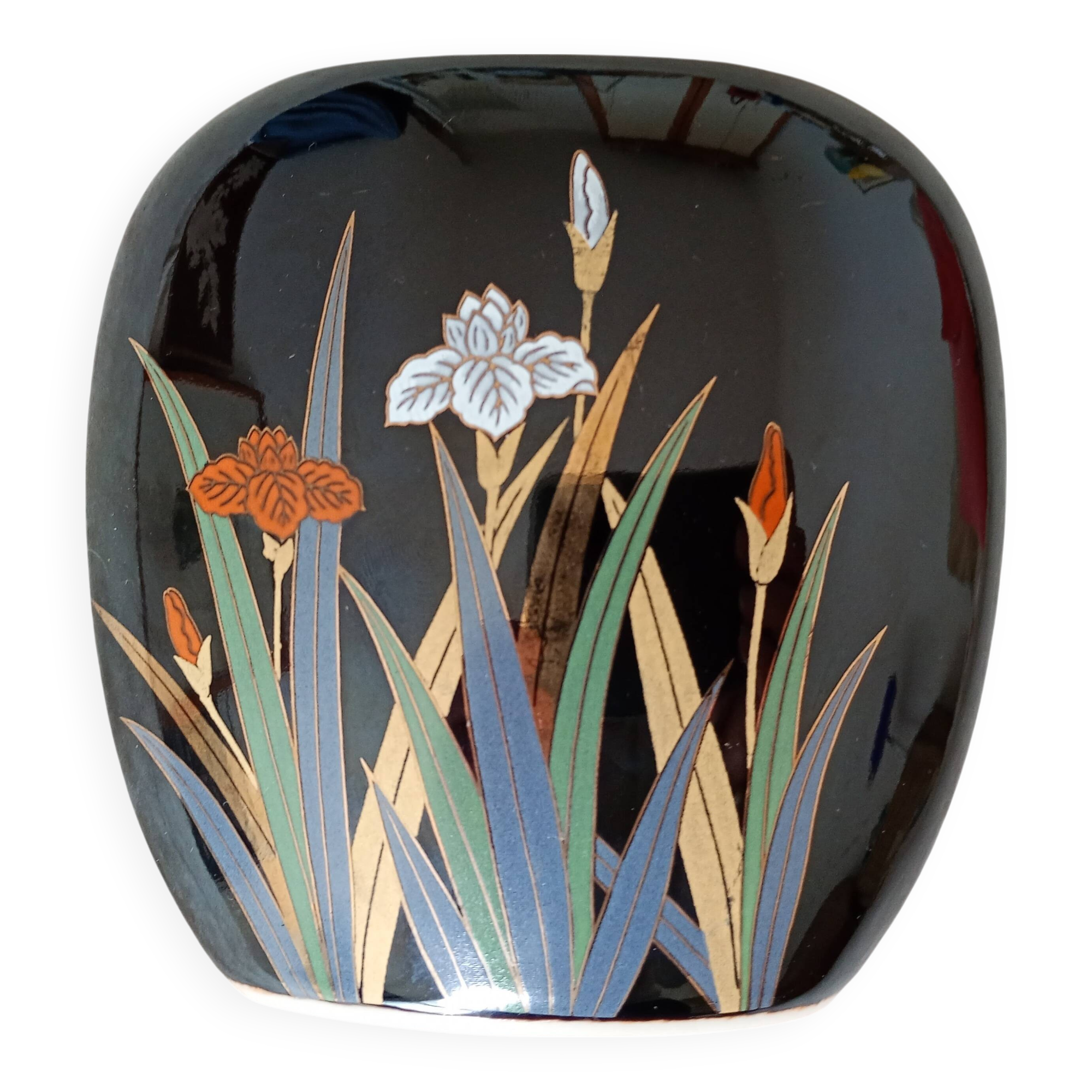 Vase japonais Yamaji à décor d'iris