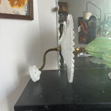 Antique white opaline wall light with a swan neck.