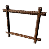 Antique wooden hand carved zigzag pattern frame 28.5 cm x 25 cm