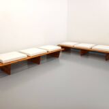 Pair of vintage  Perriand style  pine benches