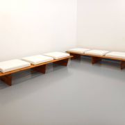 Pair of vintage  Perriand style  pine benches