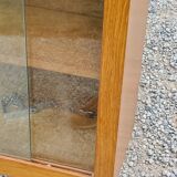 Wall display case from the 50s in solid blond oak