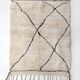 Moroccan Berber carpet blessed ouarain ecru with black abstract diamonds 154x116cm