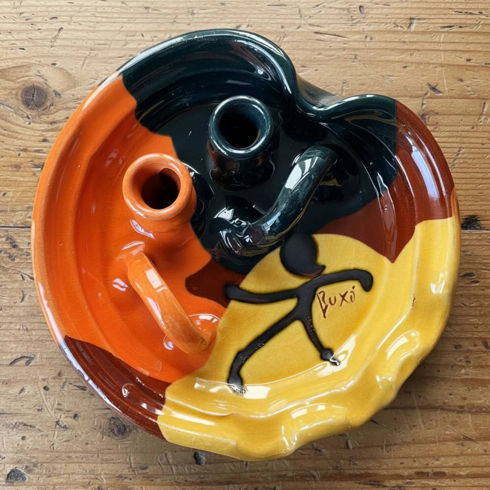 Thomas Buxo multifunctional ceramic candlestick ashtray olive dish