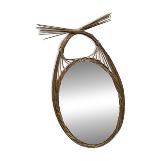 Wicker mirror 1950-1960