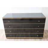 Vintage chest of drawers in lacquered wood and gilded metal 1970