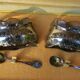 Pair of Art Nouveau Solid Silver Salt Bowls and Spoons
