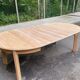 Scandinavian round extendable dining table stripped in raw oak 1980