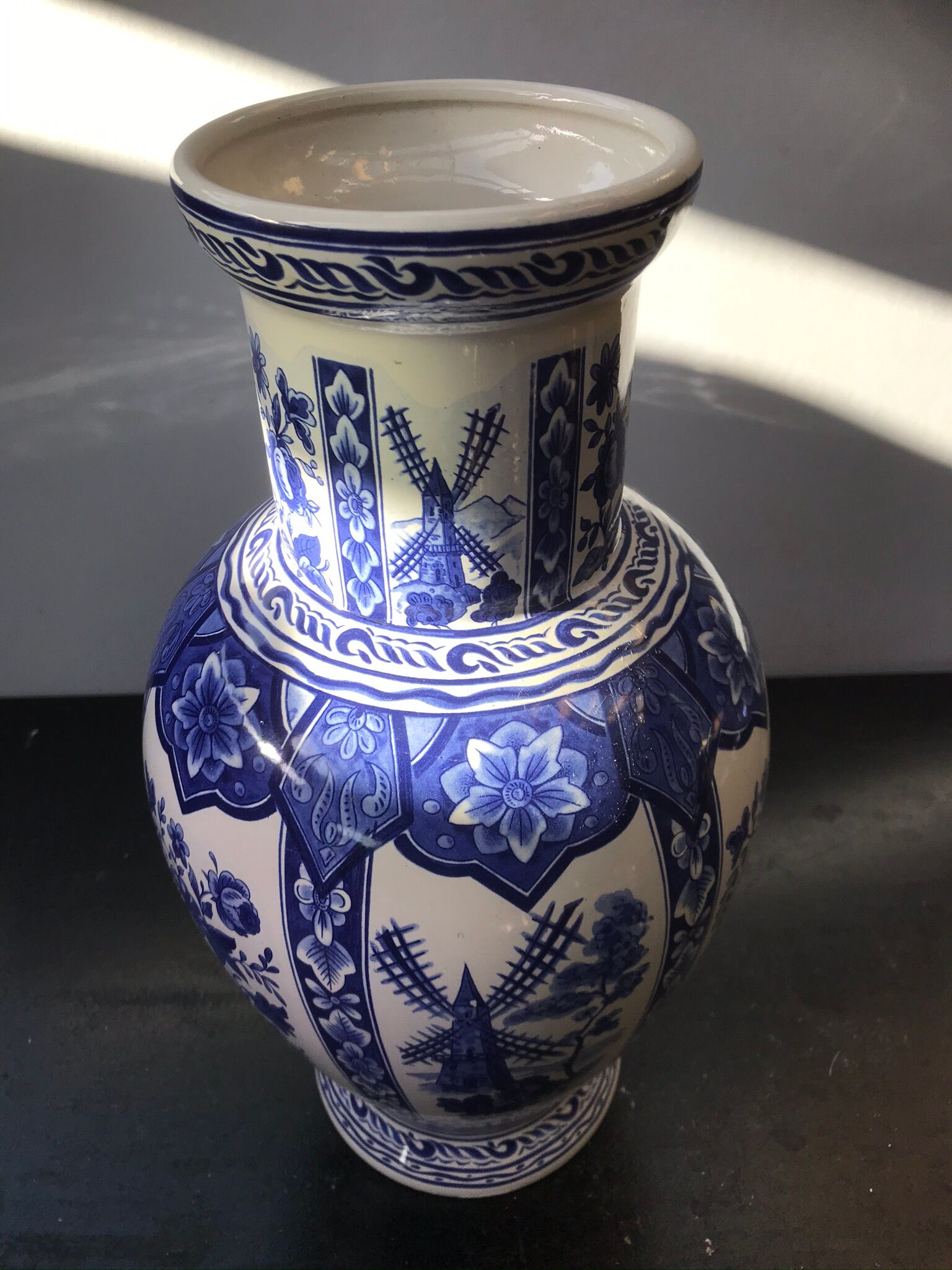 Former vase Delft ceramics white decor blue vintage mill