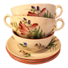 Lot de 3 petit-déjeuner du service en porcelaine Lunéville fleurs , début du XXeme siècle