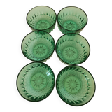 Mint-colored pressed glass bowls