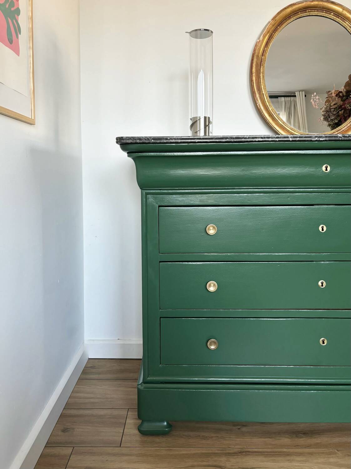 Commode Louis Philippe bois massif plateau marbre