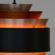 Pair of layered pendant lights in brushed aluminum. Denmark 1960s
