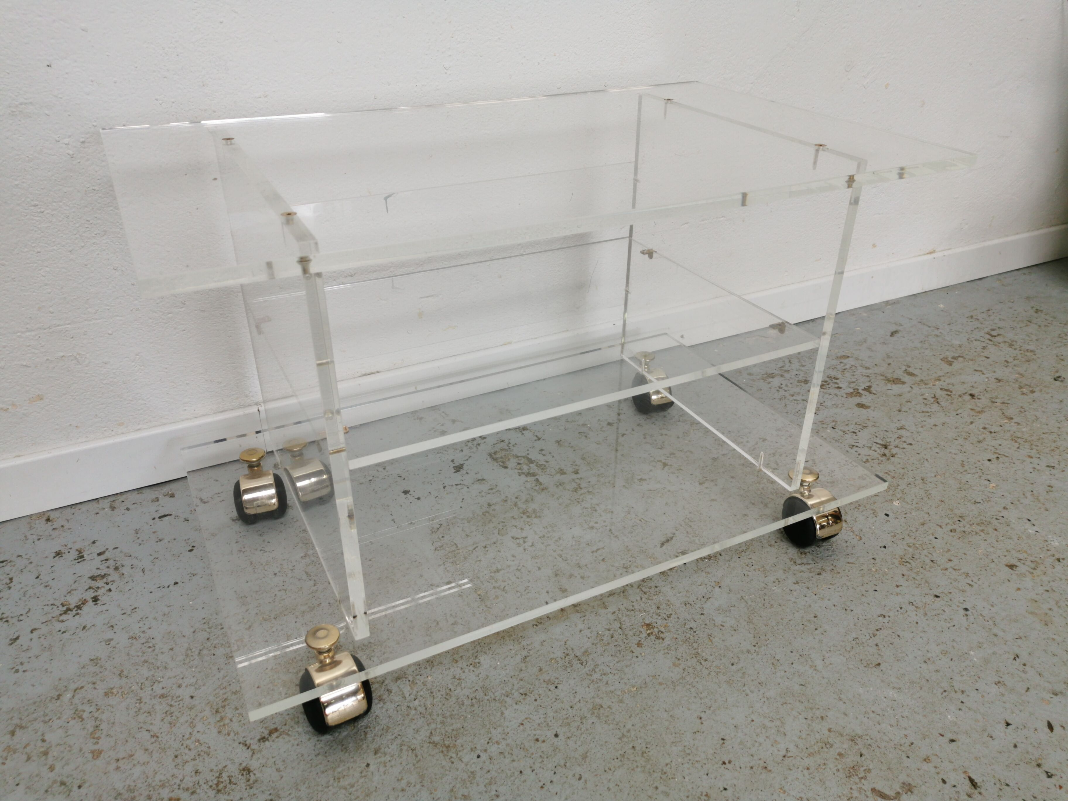 Vintage TV furniture David Lange plexiglass