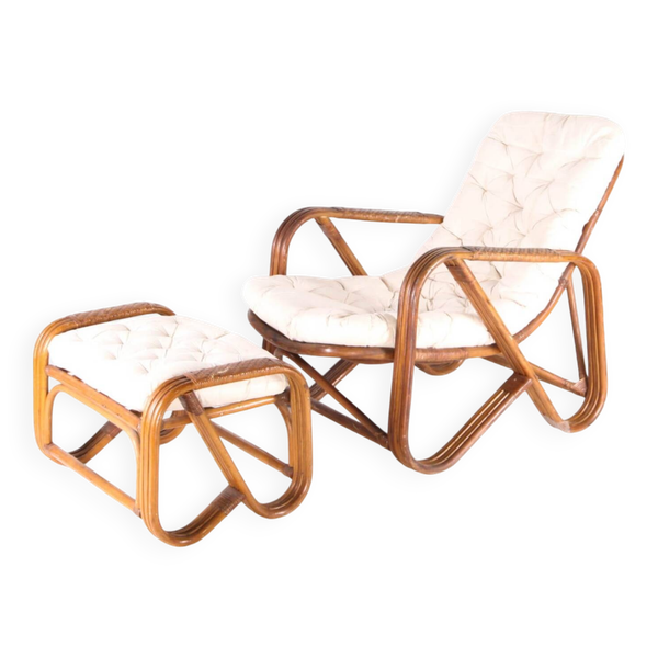 Chaise longue en rotin