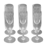 Suite of 6 Baccarat crystal flutes, model Sévigné, signed