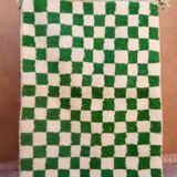 Fir green checkered Berber rug