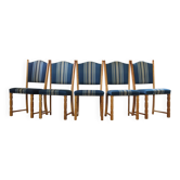 Ensemble de 5 chaises de salle à manger en chêne danois vintage, style mid-century modern, style Kjærnulf.