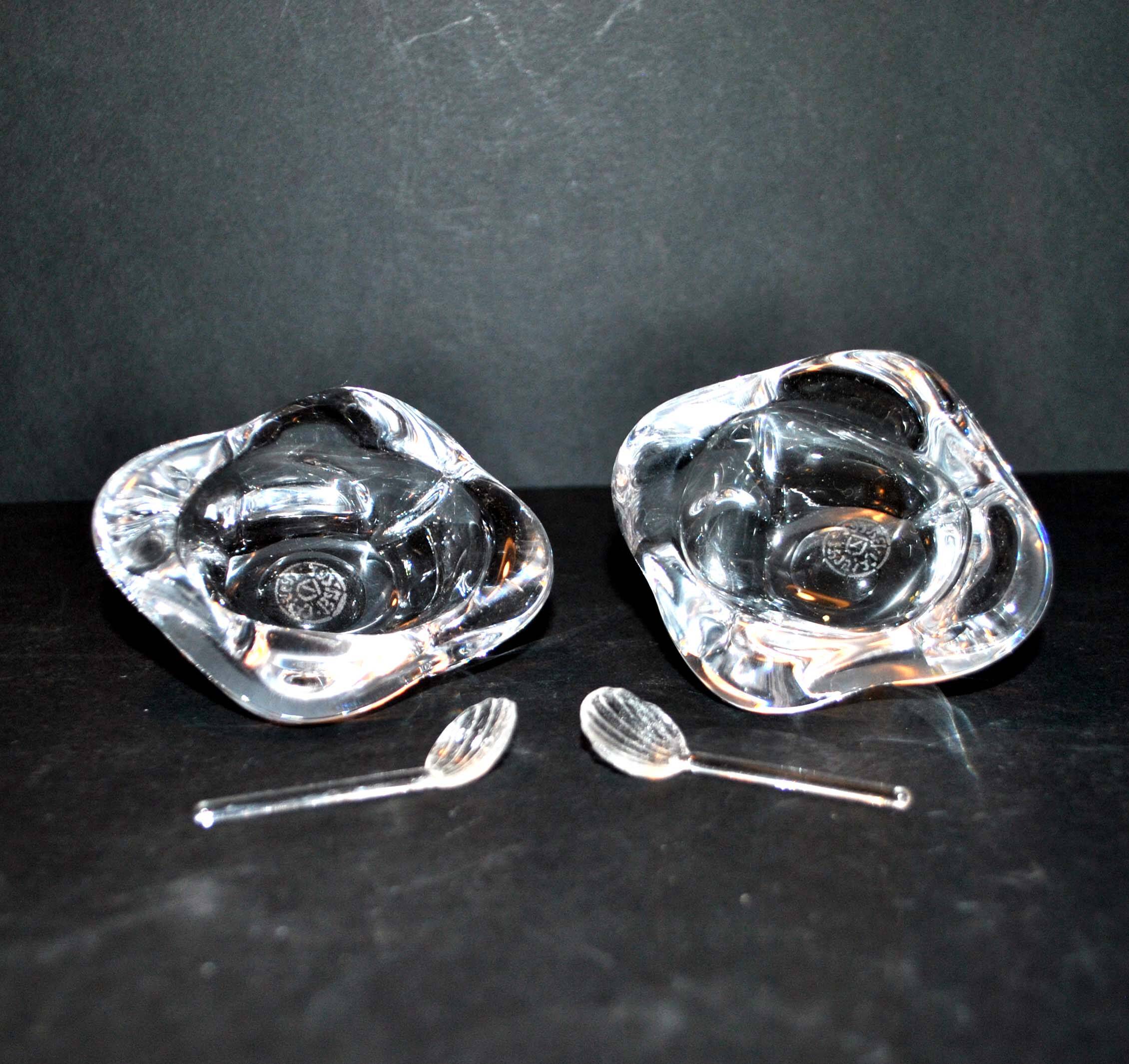 Vintage Bayel crystal salt shakers - Free-form Modernist design 1960