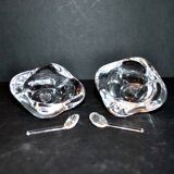 Vintage Bayel crystal salt shakers - Free-form Modernist design 1960