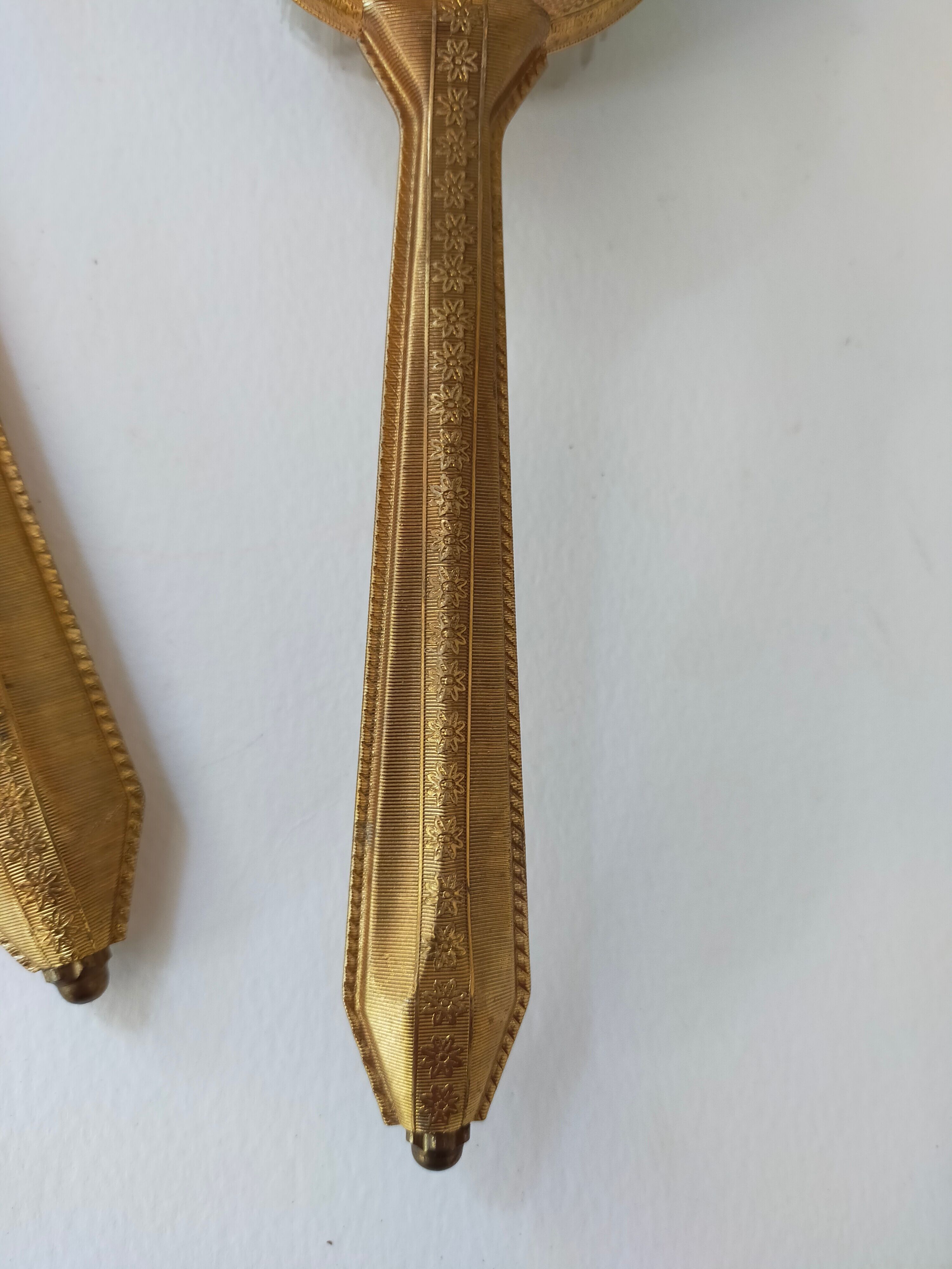 Vintage handheld mirror and hairbrush vanity set