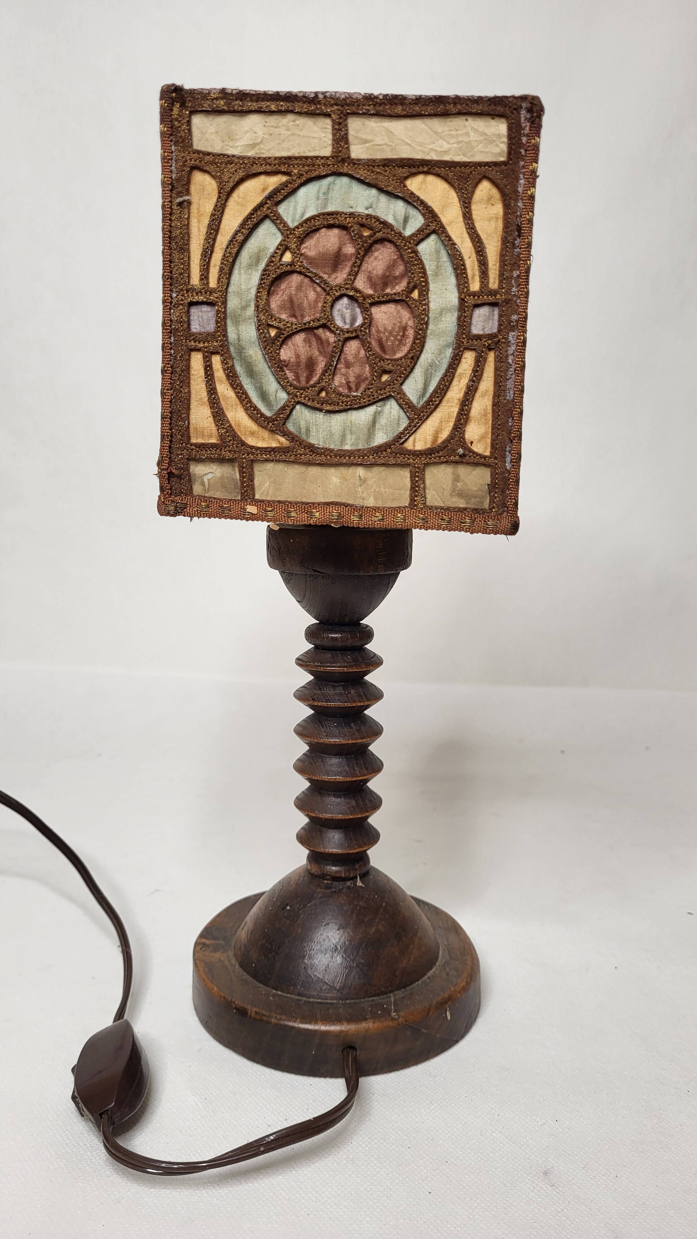 Art Nouveau wooden lamp