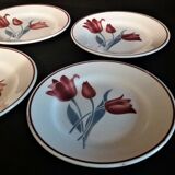 Series of six Orchies earthenware dessert plates model Simone
