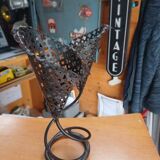 Vintage double candle holder in perforated metal – 60s/70s style