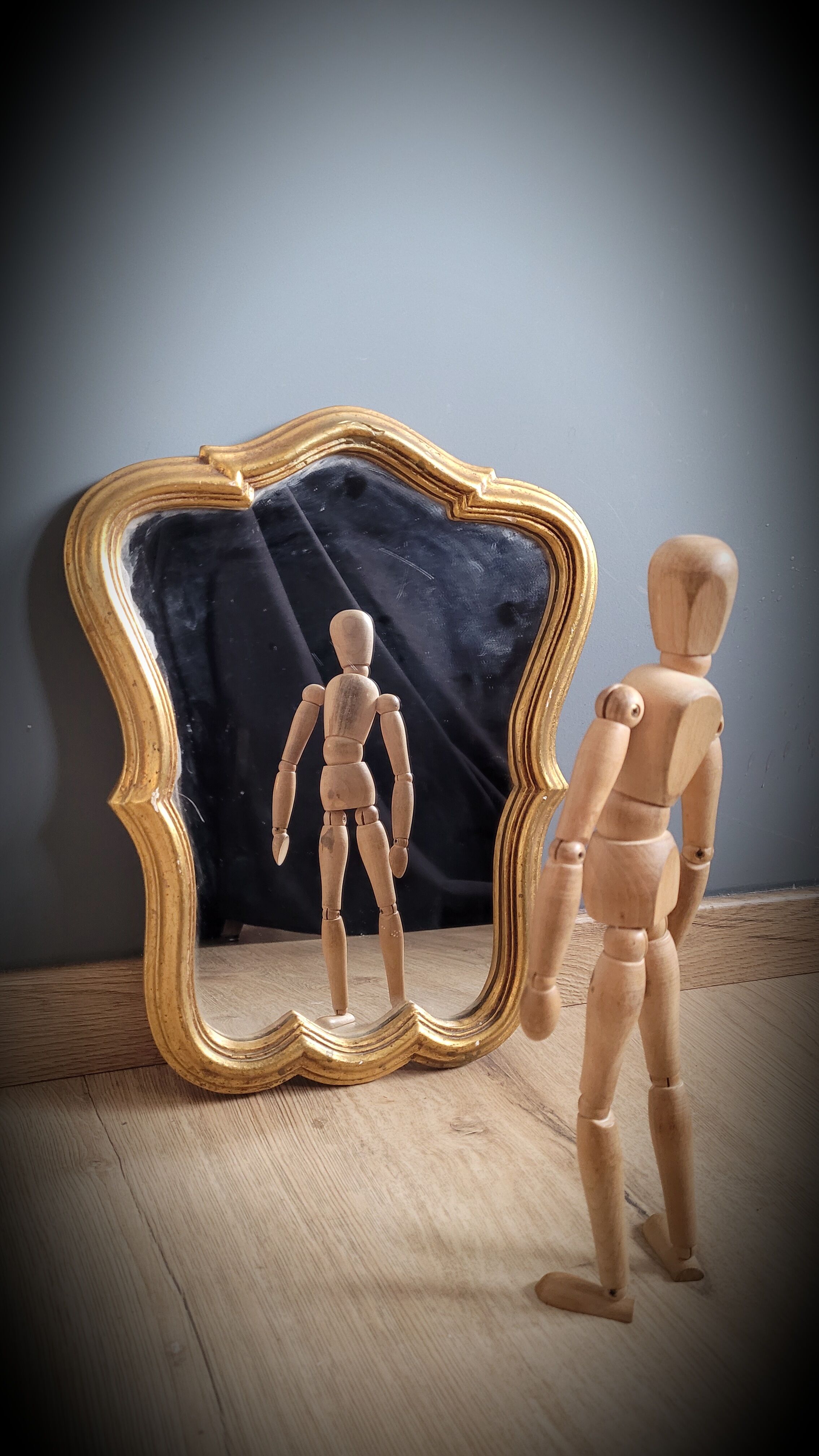Miroir doré bois 37x29cm