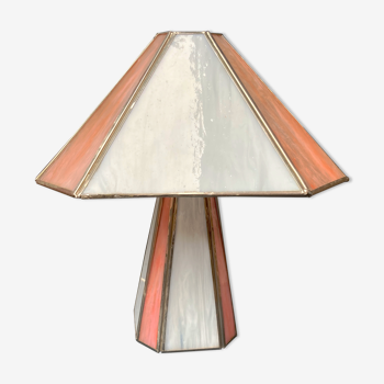 Table lamp in opalescent and partitioned glass paste