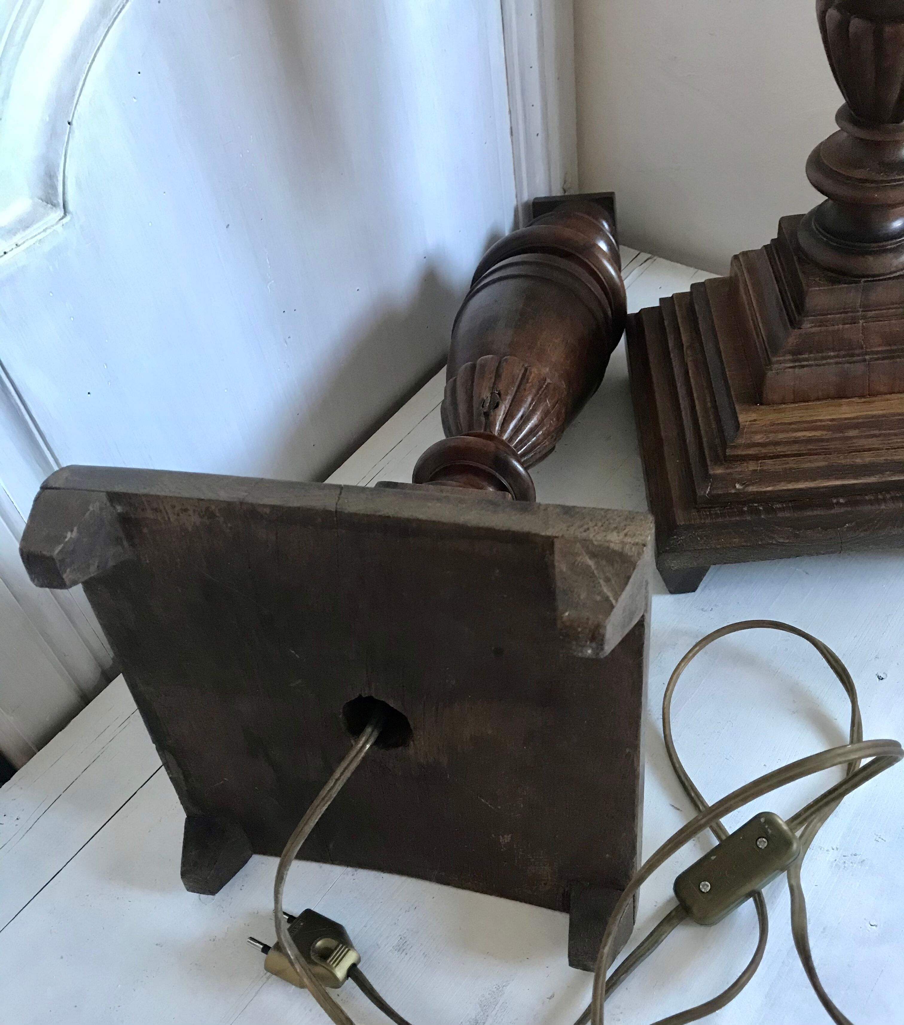 Pair of art deco wooden lamps