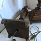 Pair of art deco wooden lamps